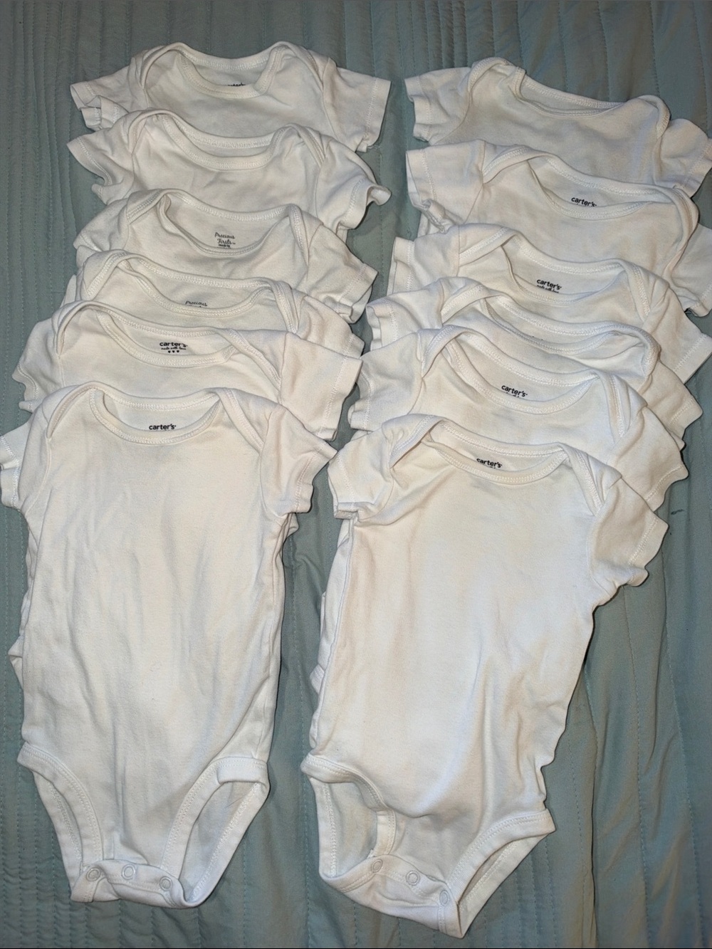 Lot of 12 White Short Sleeve Onesies